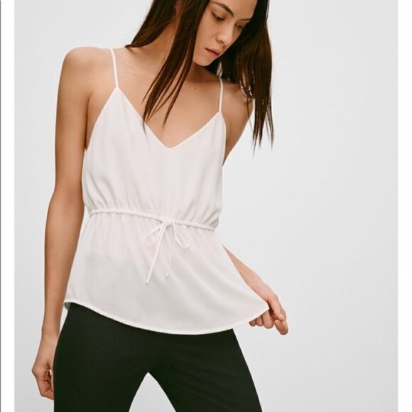 Aritzia Babaton Warren V-Neck Tie Waist Camisole Tank Top Blouse - Sz S - Picture 14 of 16